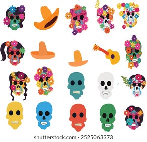 dia de los muertos ilustração do vetor mexicano. Bom para banner, cartaz, cartão comemorativo, cartão de festa, convite, modelo, publicidade, folhetos, folhetos e benners de anúncios e mídias sociais