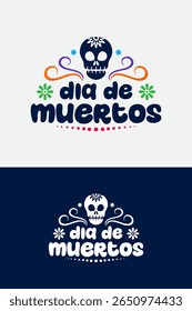 Dia de Los Muertos, Mexican Day of the Dead holiday logo illustration