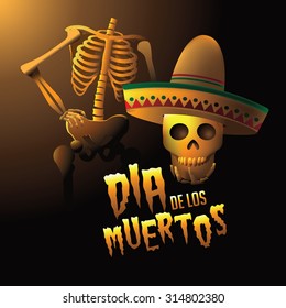 Dia de los Muertos - Mexican Day of the dead skeleton holding its head EPS 10 vector illustration