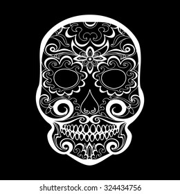 Dia de los Muertos Mexico , Halloveen, vector drawing skull for design