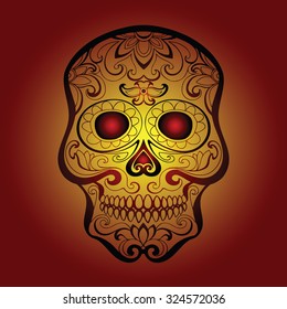 Dia de los Muertos Mexico , Halloveen, vector drawing skull for design