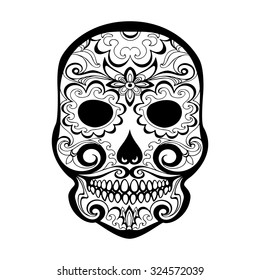 Dia de los Muertos Mexico , Halloveen, vector drawing skull for design