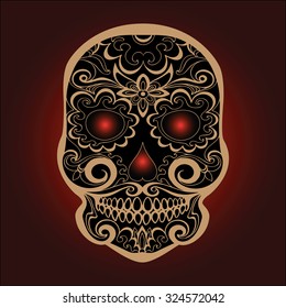 Dia de los Muertos Mexico , Halloveen, vector drawing skull for design