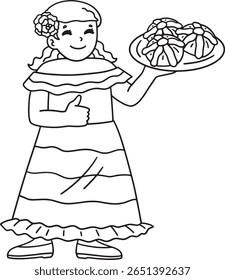 Dia de los Muertos Mãe com Pan De Muerto Isolado