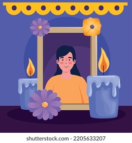 dia de los muertos portrait with candles