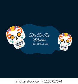 Dia de los muertos poster, wallpaper and card design illustration with sugar skull design.