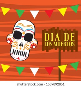 Dia de los muertos poster - Vector illustration