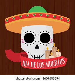 Dia de los muertos poster. Mexican celebration - Vector illustration design