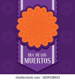 Dia de los muertos poster with a flower - Vector