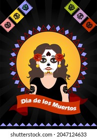 dia de los muertos poster, banner vector. eps 10