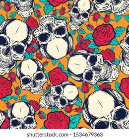 Dia de los muertos seamless pattern. Vector illustration.
