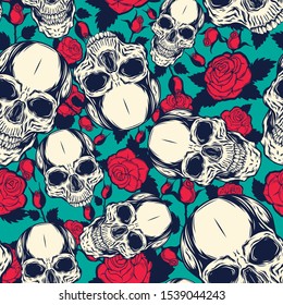 "Dia de los muertos" seamless pattern. Vector illustration.
