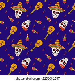 Dia De Los Muertos Seamless Pattern vector illustration