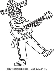 Dia de los Muertos esqueleto menino tocando guitarra 