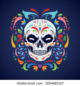 Dia de Los muertos skull head