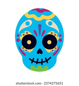 dia de los muertos skull floral isolated illustration
