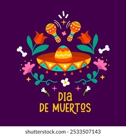 Dia de los muertos cartão de felicitações sombrero