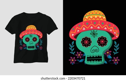 Dia de los muertos Special T-shirt Design vector. Best use for T-Shirt, mag, sticker, wall mat, etc. Festival, Death, skull, Mexican. Day of death