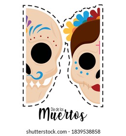 Dia de los muertos sticker with a mexican skull - Vector