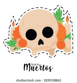 Dia de los muertos sticker with a mexican skull - Vector