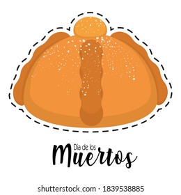 Dia de los muertos sticker with a bread - Vector