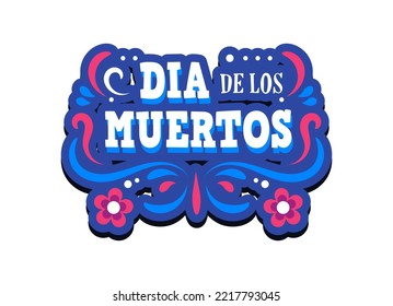 Etiqueta del Día de Los Muertos, tarjeta de saludo de Halloween, cartel, invitación. Calaveras de tatuaje de azúcar, flores de caléndula, decoración tradicional de esqueleto mexico de Catrina Calavera. Vector eps 10.