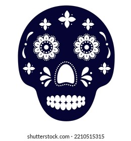 Dia de los Muertos sugar skull. Mexican holiday Day of the Dead. Vector template for banner, poster, greeting card, shirt, etc.