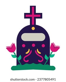 dia de los muertos tombstone vector isolated
