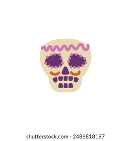 Dia de los Muertos tradition. A vector illustration of a sugar skull capturing the essence of the Mexican traditional holiday Day of the Dead, presented on a separate isolated background.