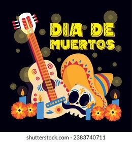 Dia de los muertos traditional objects poster Vector