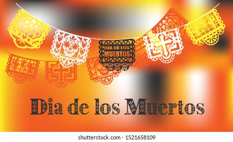 Dia de los Muertos vector background. Papel picado for day of  dead realistic  decoration design.