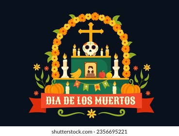 Dia de Los Muertos Vector Illustration with Day of the Dead, Play Music, Skeleton in Mexican Costumes and Sombrero in Flat Cartoon Background