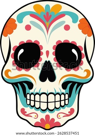 Dia de los muertos. Vector image of Mexican traditional sugar skull. Isolated on transparent background.