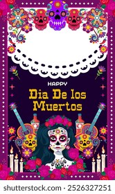 dia de los muertos modelo de cartaz vertical. ilustração vetorial