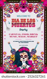 dia de los muertos modelo de cartaz vertical. ilustração vetorial