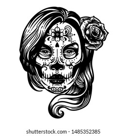 Similar Images, Stock Photos & Vectors of Beautiful sugar skull woman ...