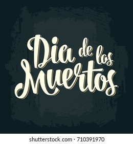 Dia de los Muertos vintage vector white lettering on dark background. For invitation or poster Day of the Dead.