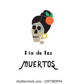  Dia De Los Muertos(Day  of the  dead) Holiday- hand drawn lettering. Illustration for poster,banner, card.