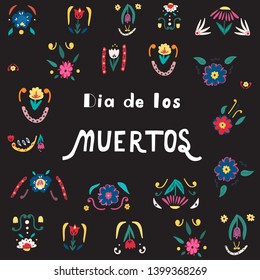  Dia De Los Muertos(Day  of the  dead)  lettering. Illustration for poster,banner, card.