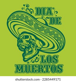 (Dia de Los Muertos,-spn) Day of the Dead)
Holy Death, mexican sugar skull in sombrero, grunge vintage design t shirts