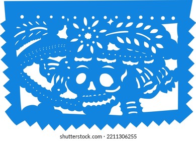 Dia de muertos blue cutted paper decoration
