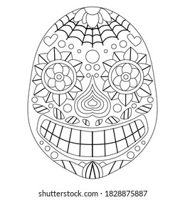 Day Dead Skull Vector Coloring Page Stock Vector (Royalty Free ...