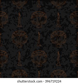 Dia de Muertos cartoon Skull Ornate Day of The Dead seamless pattern