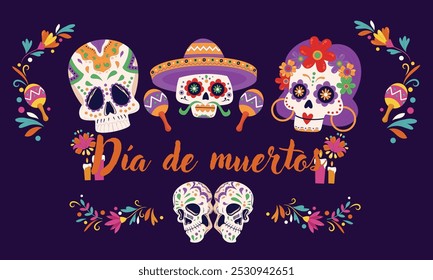 dia de muertos celebration vector design