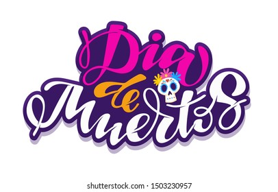 Dia de Muertos - cute hand drawn doodle lettering template banner poster art invitation