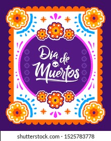 Dia de Muertos, Day of Dead spanish text Offering vector illustration