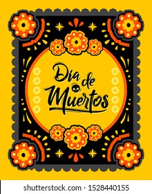 Dia de Muertos, Day of Dead spanish text Offering vector illustration