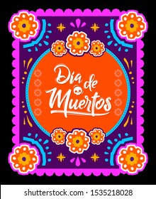 Dia de Muertos, Day of Dead spanish text Offering vector illustration