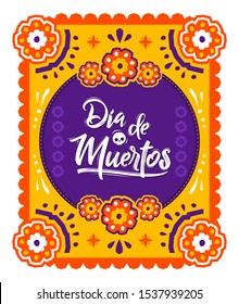 Dia de Muertos, Day of Dead spanish text Offering vector illustration