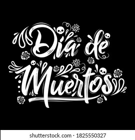 Dia de Muertos, Day of Dead spanish text Celebration vector illustration.
